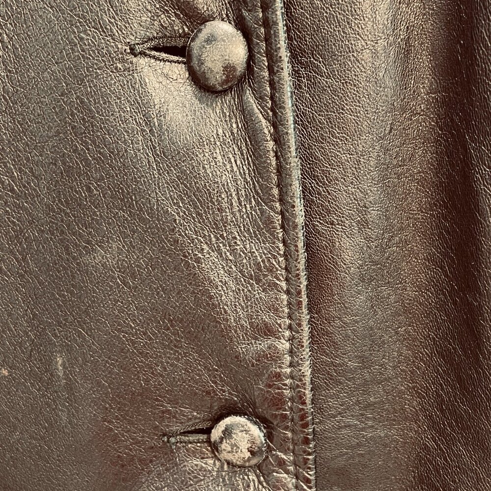 VGVUC Vntg 1950/60's Ladies Black Leather Jacket, Pockets, Zip-Out Lining, Sz L - Picture 12 of 16